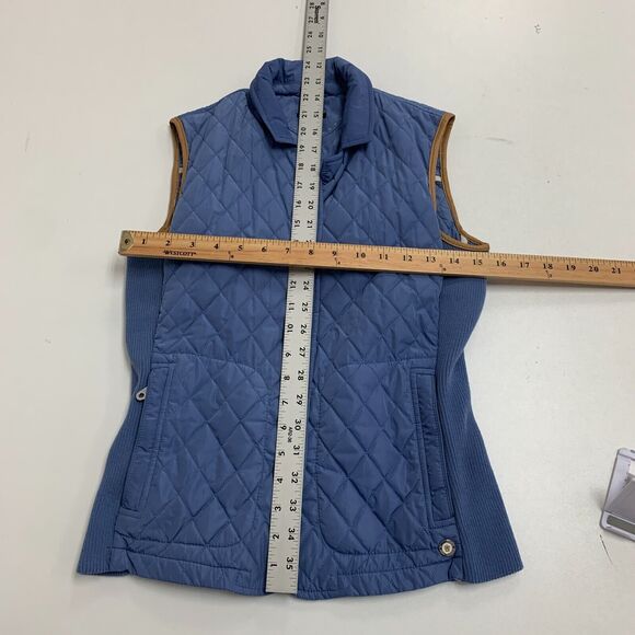 Massimo Dutti Puffer Vest Womens XS Extra Small Blue Jay Snap Button Quilted - Picture 6 of 11